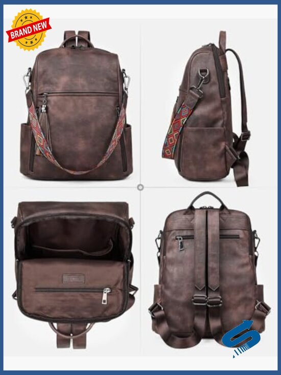 Medium Faux Leather Backpack Purse Convertible Shoulder Bag 14\